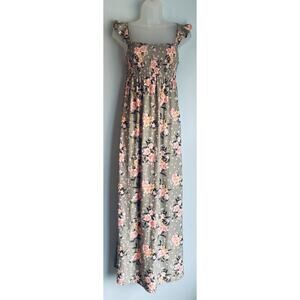 Derek Heart Maternity Maxi Dress Green Floral Women's Small